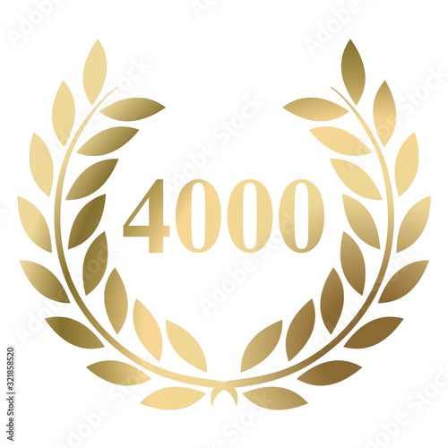 4000th gold laurel wreath vector isolated on a white background 