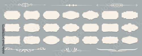 Set of luxury vintage frames, collection of retro labels, badges and banners vector decorative elements photo