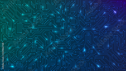 Abstract futuristic circuit board. High computer technology blue color background. Hi-tech digital technology concept. Vector illustration photo