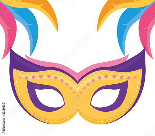 Isolated party mask with feathers vector design