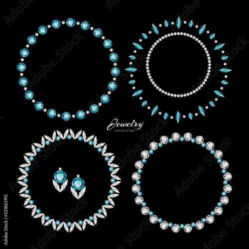 Set of jewellery bangles and earrings on black