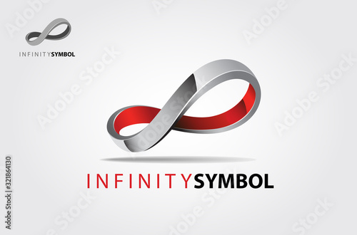 Infinity Vector Logo Template. 3D Vector abstract infinity iron curve symbol. This logo for almost any kind of business, multimedia, communication, interactive, creative design, and other company. photo