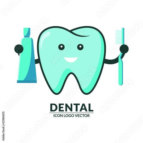 Dental icon with tooth brush and tooth paste, simple, trendy and modern and suitable for dental icon, website design and desktop envelopment, apps development, clinic, and other