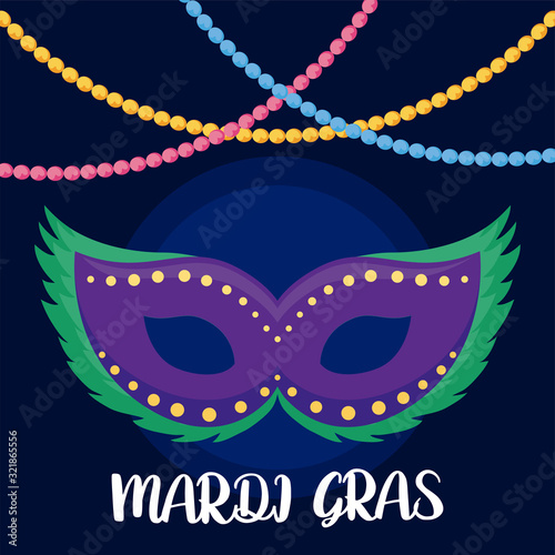 Mardi gras mask with necklaces vector design