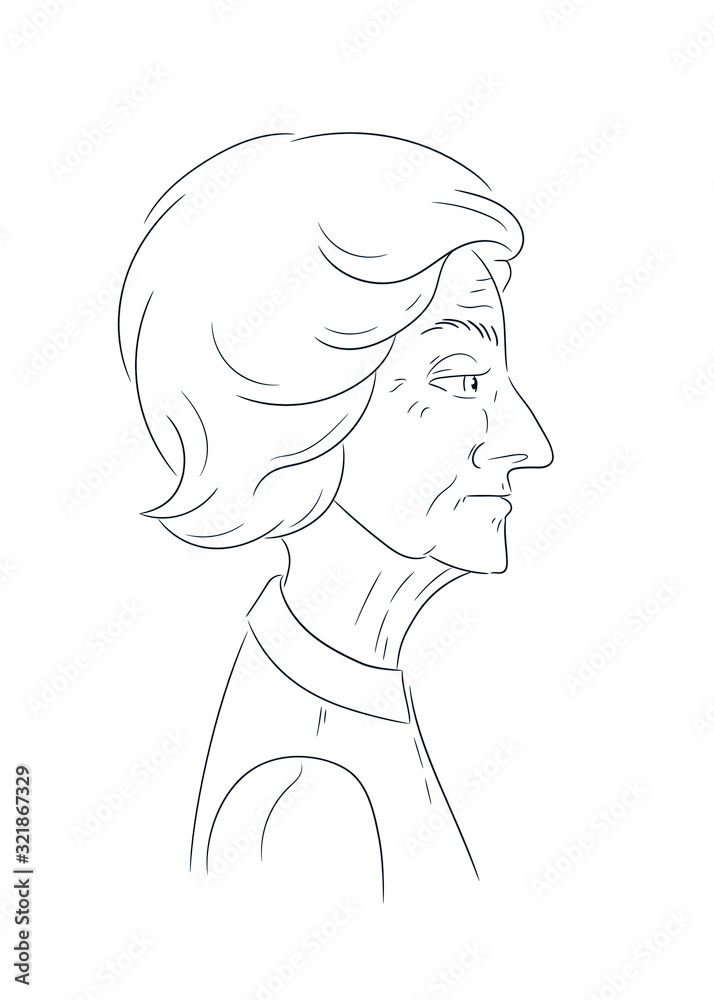 black and white profile portrait of a grumpy old woman black and white profile portrait of a grumpy old woman