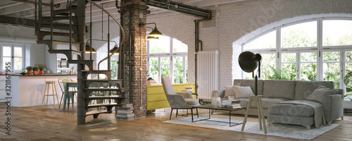 luxury vintage industrial loft apartment interior © Christian Hillebrand