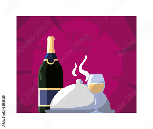 bottle and glass of wine on table