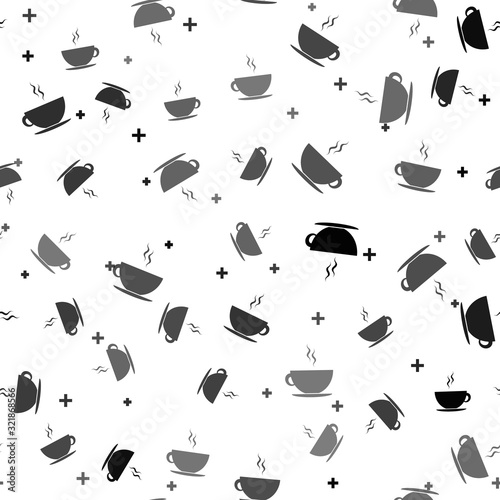 Black Coffee cup icon isolated seamless pattern on white background. Tea cup. Hot drink coffee. Vector Illustration