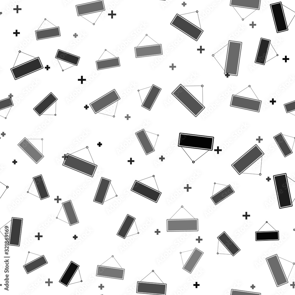 Black Signboard hanging icon isolated seamless pattern on white background. Suitable for advertisements bar, cafe, pub, restaurant. Vector Illustration Black Signboard hanging icon isolated seamless pattern on white background. Suitable for advertisements bar, cafe, pub, restaurant. Vector Illustration