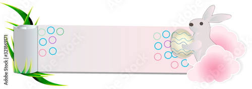 Easter eggs with a rabbit with copyspace banner dormate
