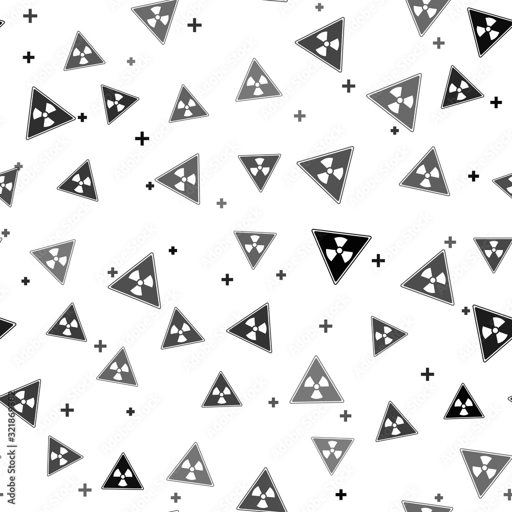 Black Triangle sign with radiation symbol icon isolated seamless pattern on white background. Vector Illustration Black Triangle sign with radiation symbol icon isolated seamless pattern on white background. Vector Illustration