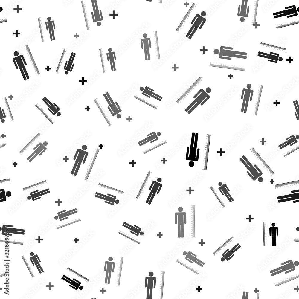 Black Measuring height body icon isolated seamless pattern on white background. Vector Illustration Black Measuring height body icon isolated seamless pattern on white background. Vector Illustration