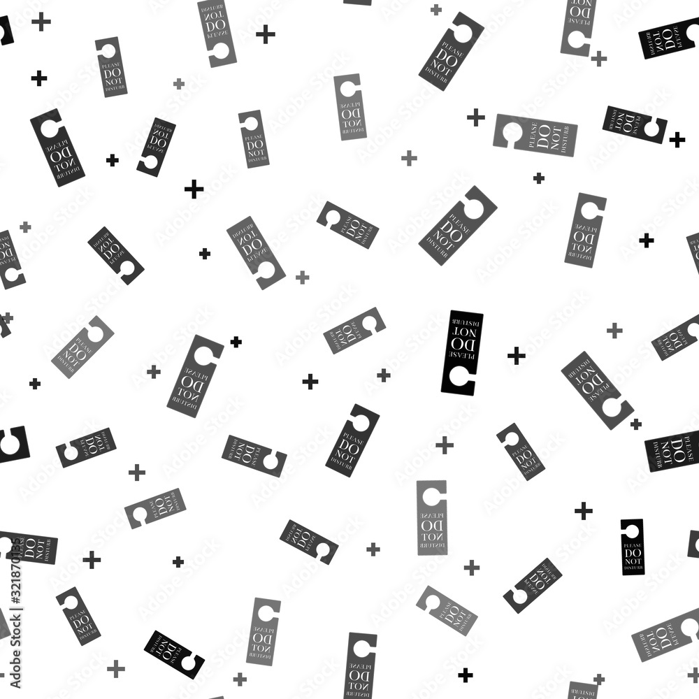 Black Please do not disturb icon isolated seamless pattern on white background. Hotel Door Hanger Tags. Vector Illustration Black Please do not disturb icon isolated seamless pattern on white background. Hotel Door Hanger Tags. Vector Illustration