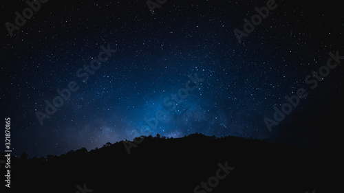 beautiful night sky with milky way between lot of star and meteor on february 2020