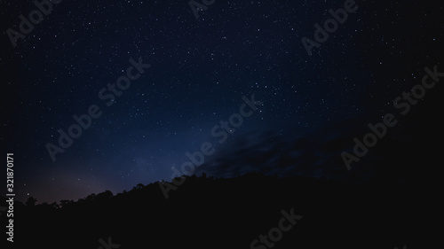 beautiful night sky with milky way between lot of star and meteor on february 2020