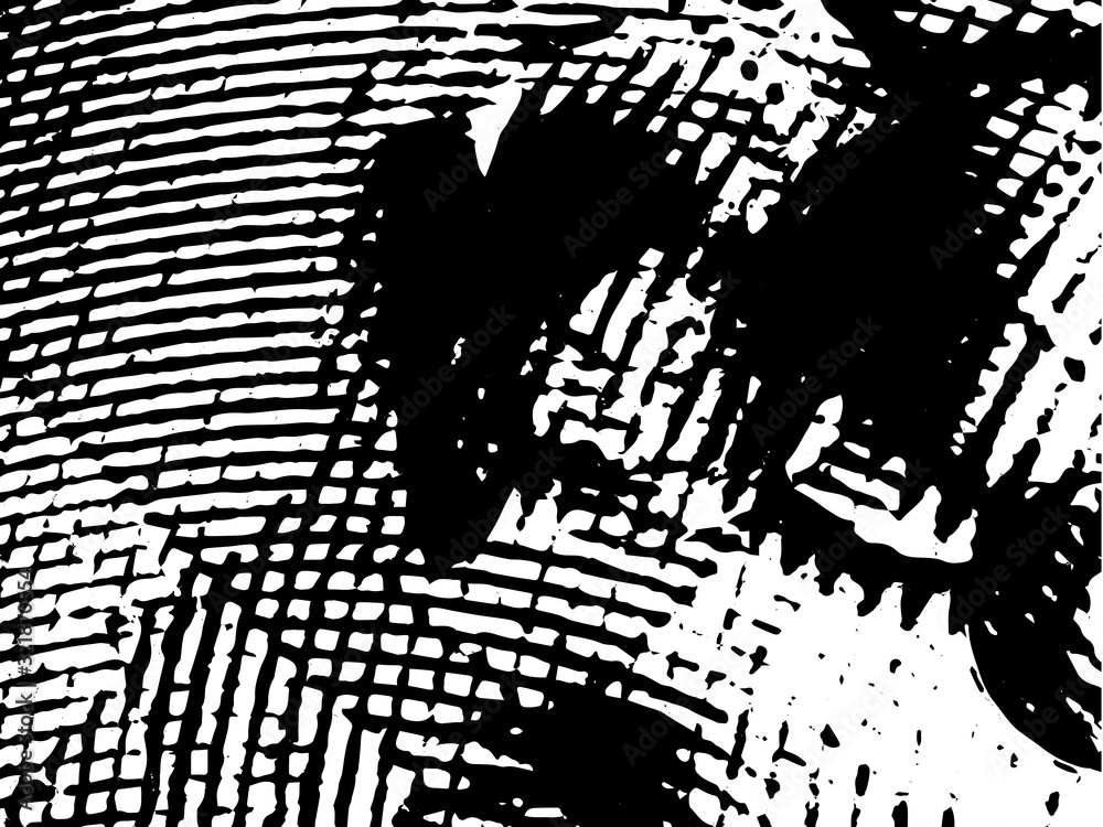 Fototapeta premium Black and white abstract surrealism background. Monochrome dark texture. Chaotic spots of black paint on white. Urban style pattern of ink splattered blots. The pattern of the worn surface