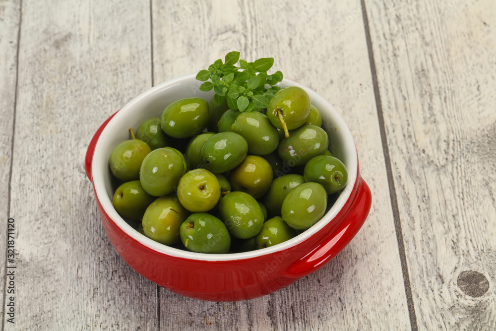 Green Campo Real olives in the bowl Green Campo Real olives in the bowl