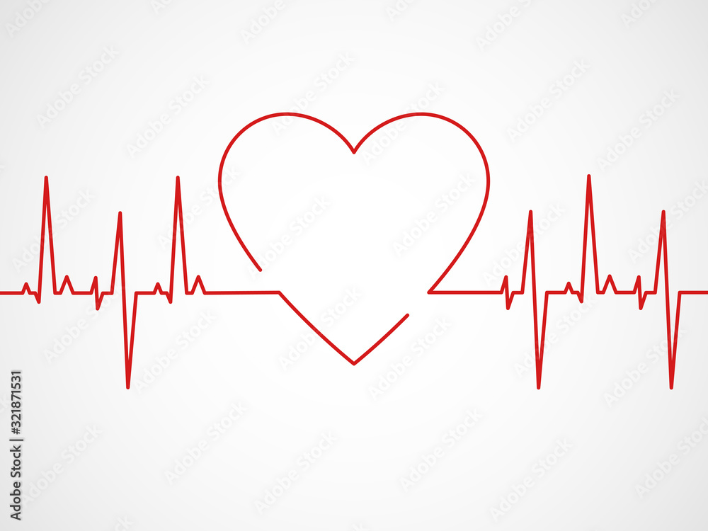 Ekg with heart. Heartbeat ecg line, monitor with signal cardiac rhythm ...