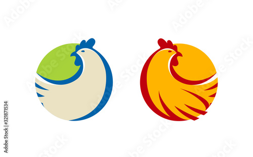 Chicken logo or label. Farm animal symbol vector