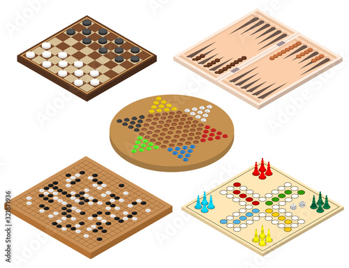 Board Games Sign 3d Icon Set Isometric View. Vector