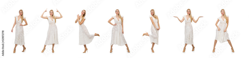 Woman in dress in fashion dress isolated on white Woman in dress in fashion dress isolated on white