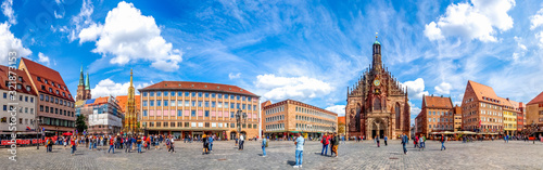 Panorama, Hauptmarkt, Nürnberg, Bayern, Deutschland 