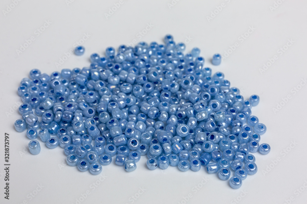 heap with tiny blue glass beads for embroidery heap with tiny blue glass beads for embroidery