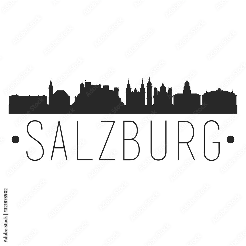 Salzburg Austria. City Skyline. Silhouette City. Design Vector. Famous Monuments.