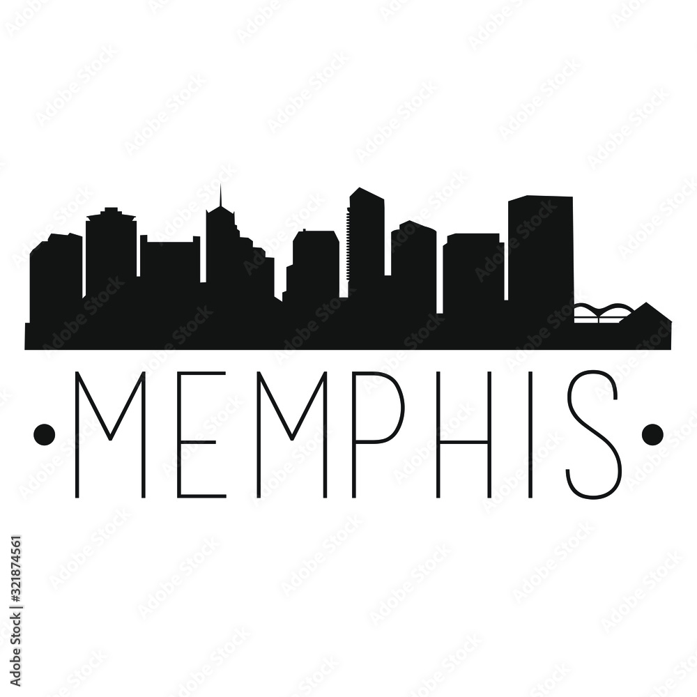 Memphis Tennessee Skyline. Silhouette City Design Vector Famous Monuments.