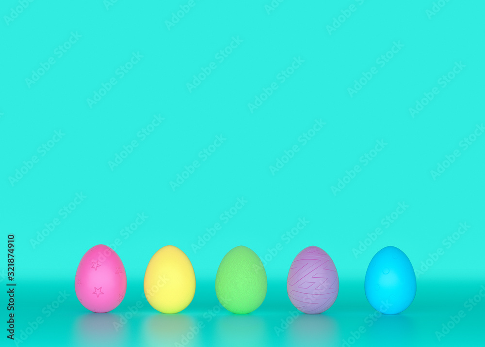 colorful easter eggs on blue green pastels background colorful easter eggs on blue green pastels background