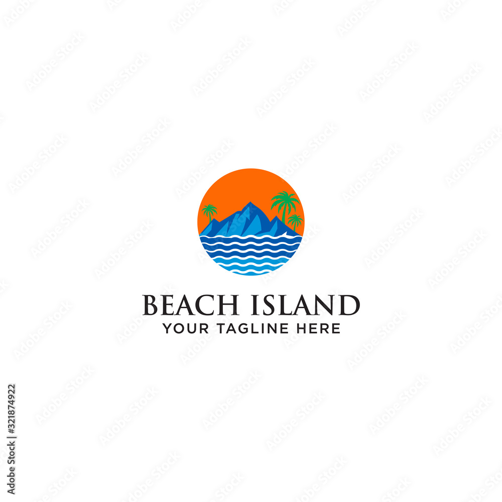 Beach And Island Logo Icon Design Template. - Vector