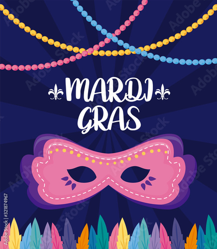 Mardi gras mask with necklaces vector design