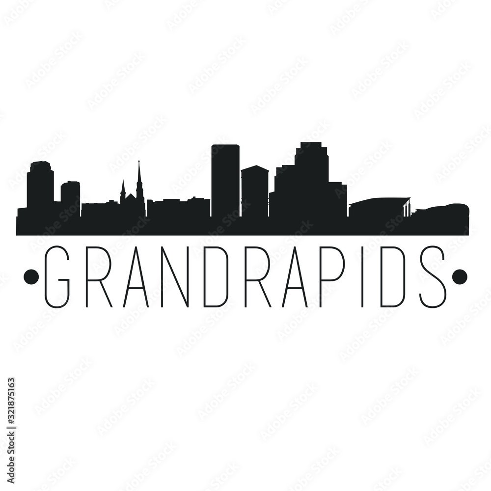 Grand Rapids Michigan Skyline. Silhouette City Design Vector Famous Monuments.