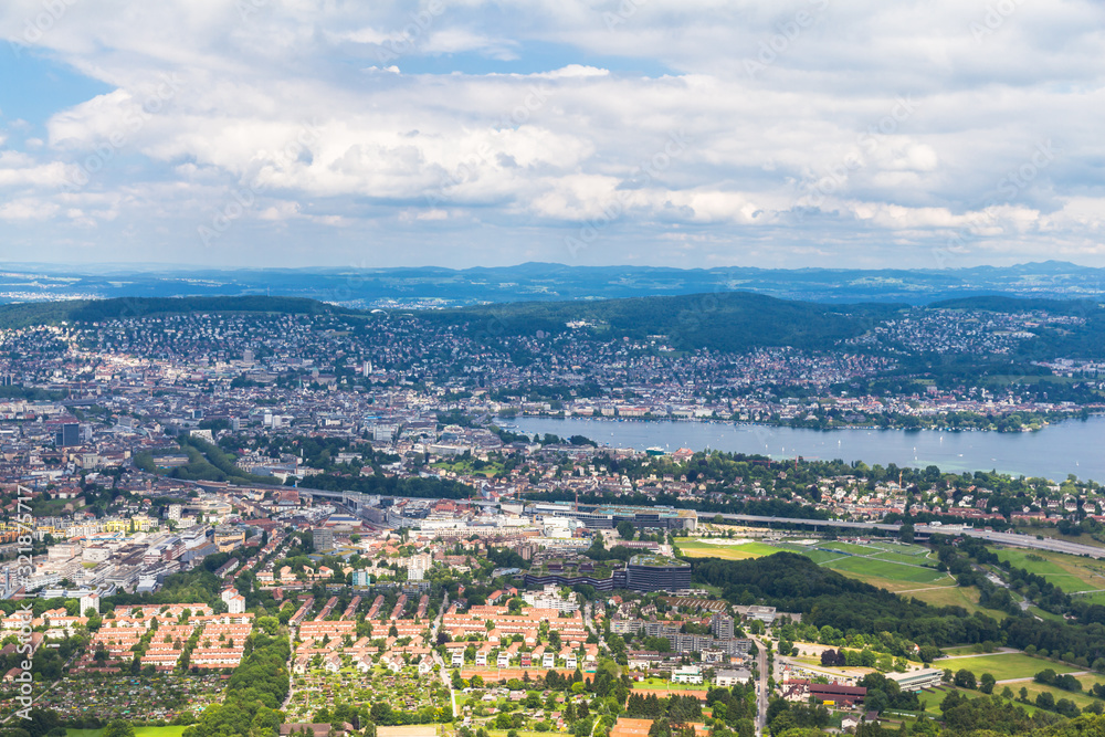 Aerial view of Zurich city