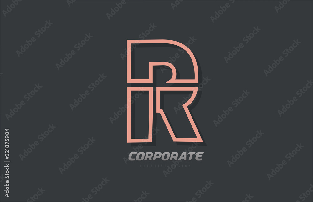R alphabet letter line company business brown grey logo icon design