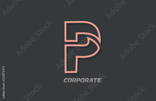 P alphabet letter line company business brown grey logo icon design