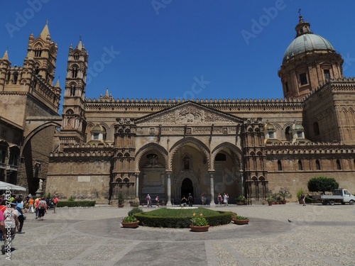 Palermo - Cathedral dedicated to the Assumption of the Virgin Mary facade in Byzantine, Gothic and Neoclassical style
