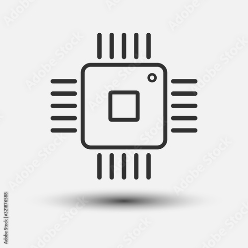 Computer microprocessor icon isolated on white background. Vector illustration.