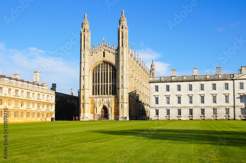 Cambridge, England, December 2015: The University of Cambridge, the Back Lawn with King's College Chapel photo