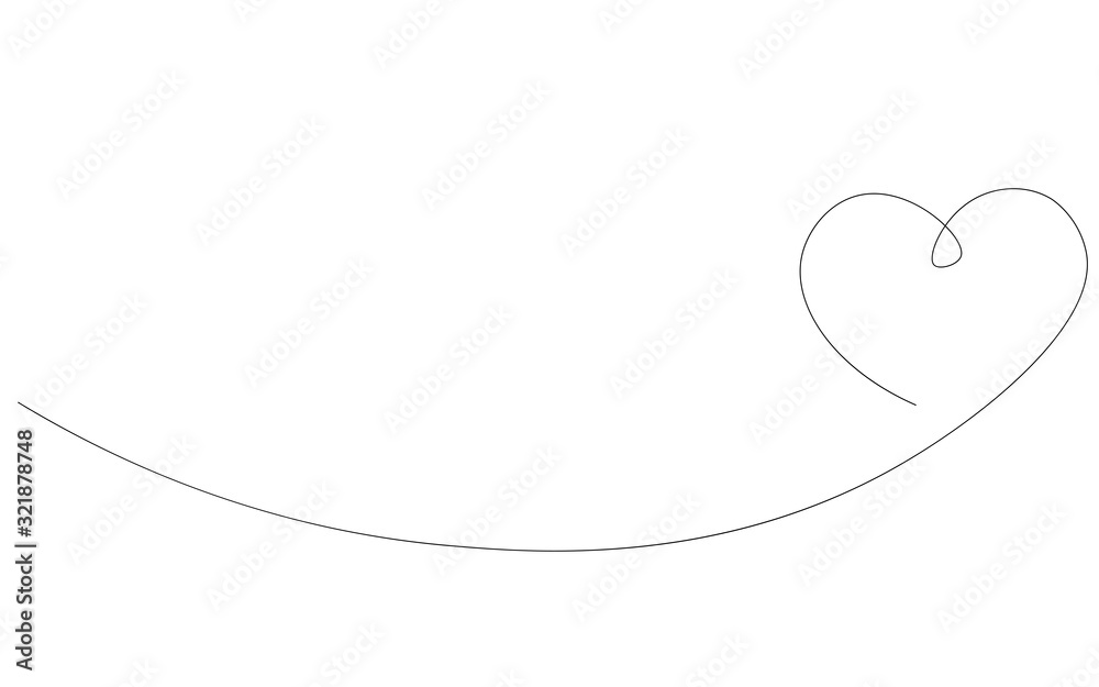 Heart continuous one line vector illustration