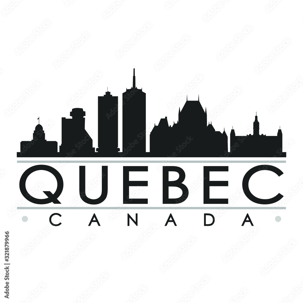 Quebec Canada Skyline Silhouette Design City Vector Art.