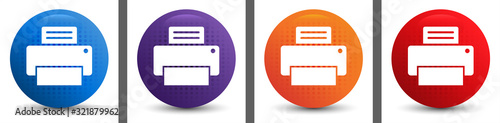 Printer icon abstract halftone round button set