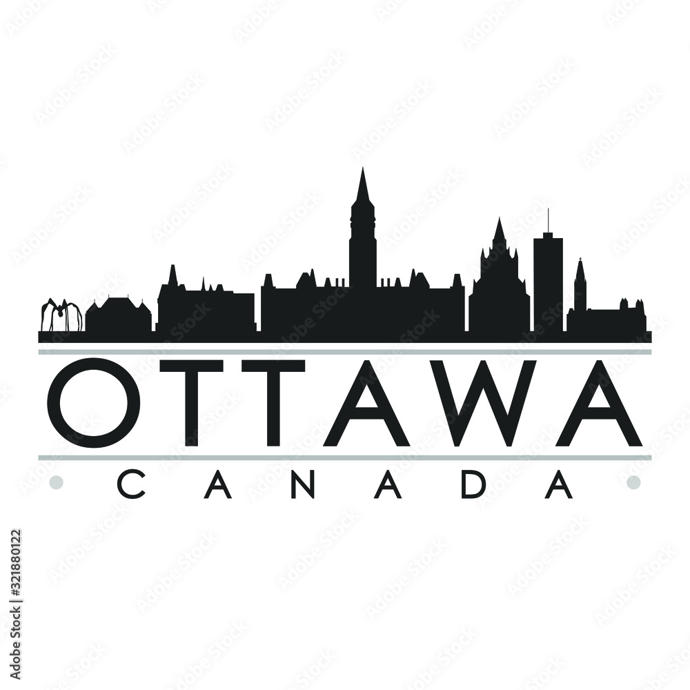 Ottawa Canada Skyline Silhouette. Design City Vector Art. Ottawa Canada Skyline Silhouette. Design City Vector Art.