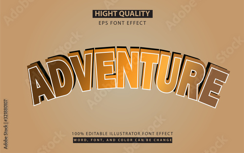 Brown adventure effect style design concept with editable for change color, font and word. Can use for element book cover, poster, flyer, advertising
