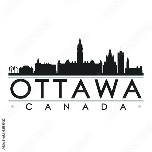 Ottawa Canada Skyline Silhouette. Design City Vector Art.
