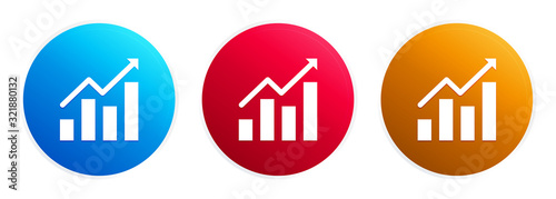 Statistics icon premium trendy round button set