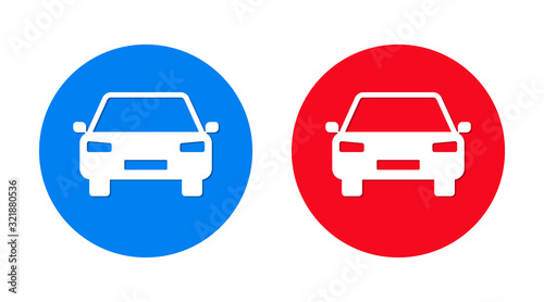 Car icon flat trendy round button set