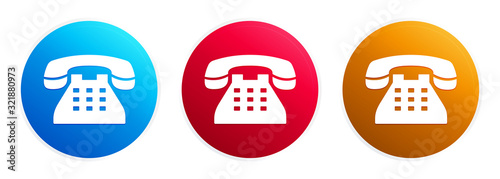 Telephone icon premium trendy round button set
