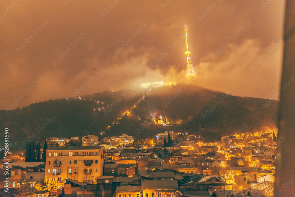 Night view of TV-tower in Tbilisi, Georgia