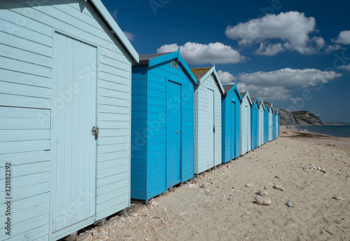 English Seaside Huts in Blue 